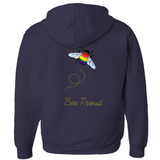 Sweats à capuche zippés Bumblebee Pride Pun - DESIGN ARRIÈRE | Choisissez votre drapeau et votre jeu de mots | Sweat à capuche bourdon | LGBTQIA