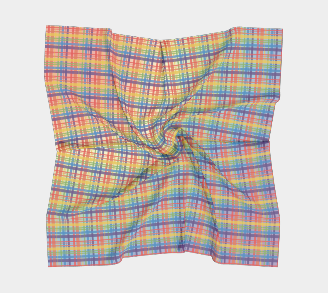 Muted Rainbow - Plaid Gradient Square Scarf