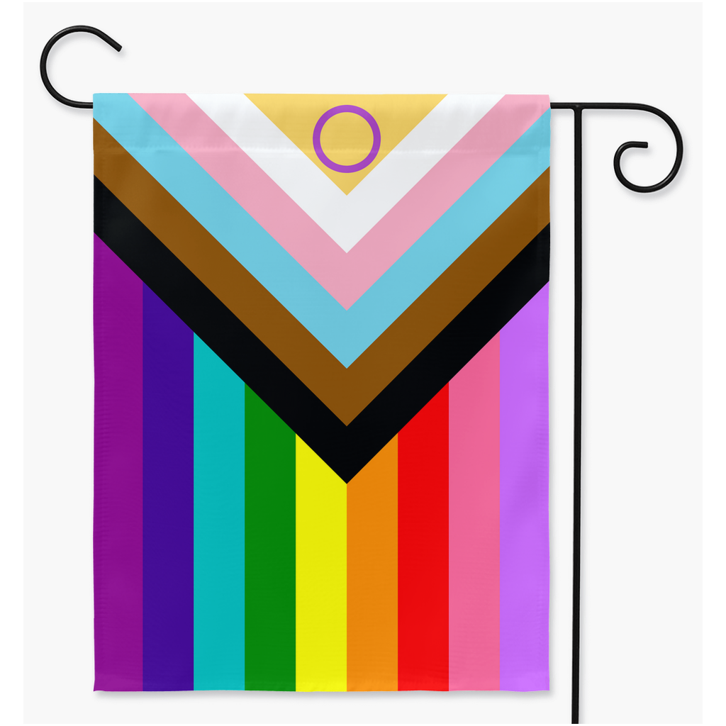 Intersex Inclusive Gilbert Baker Rainbow Pride Yard and Garden Flags | Single Or Double-Sided | 2 Sizes | LGBTQIA2S