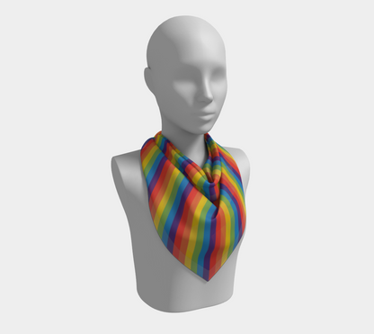 Muted Rainbow Striped Square Scarf