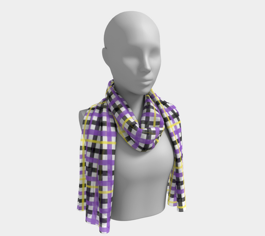 Nonbinary Gingham Plaid Long Scarf