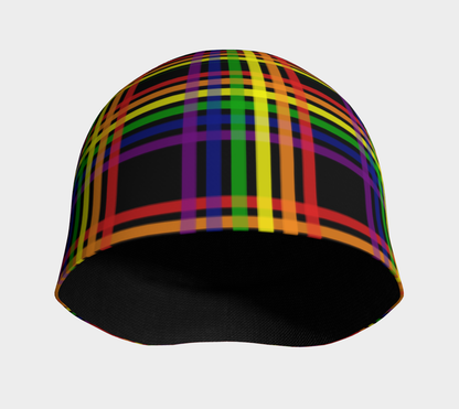 Rainbow and Black Plaid Beanie