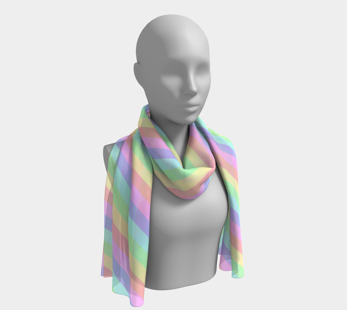 Pastel Rainbow Striped  Long Scarf