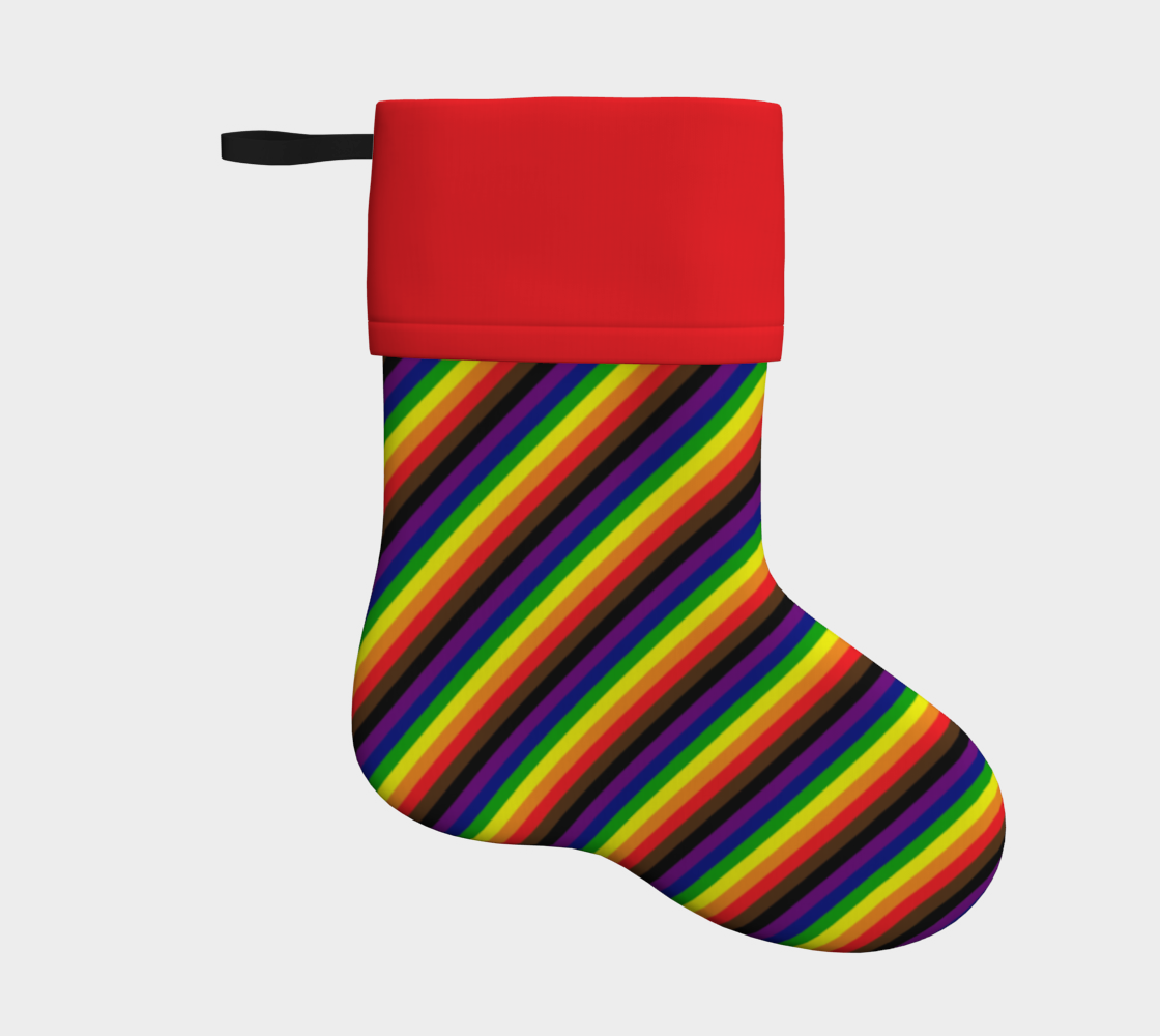 Philly Rainbow  Striped Holiday Stocking