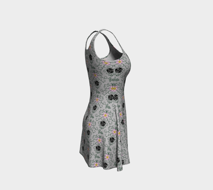 Wild Rose and Vine BDSM Grey Flare Dress