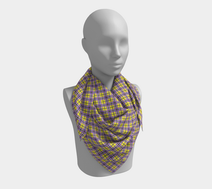 Nonbinary "Enbyberry" Plaid  Square Scarf