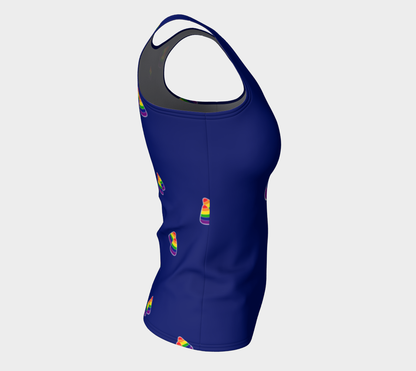 Rainbow and Blue Candy Corn Fitted Tank