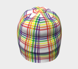 Rainbow and White Plaid Beanie
