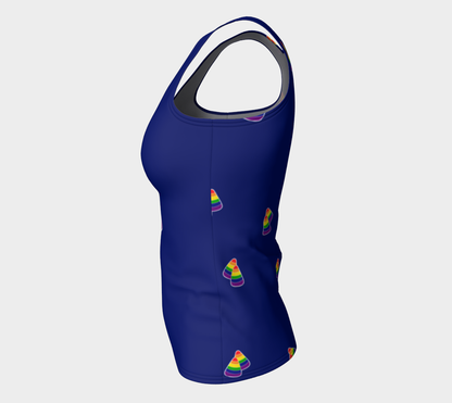 Rainbow and Blue Candy Corn Fitted Tank