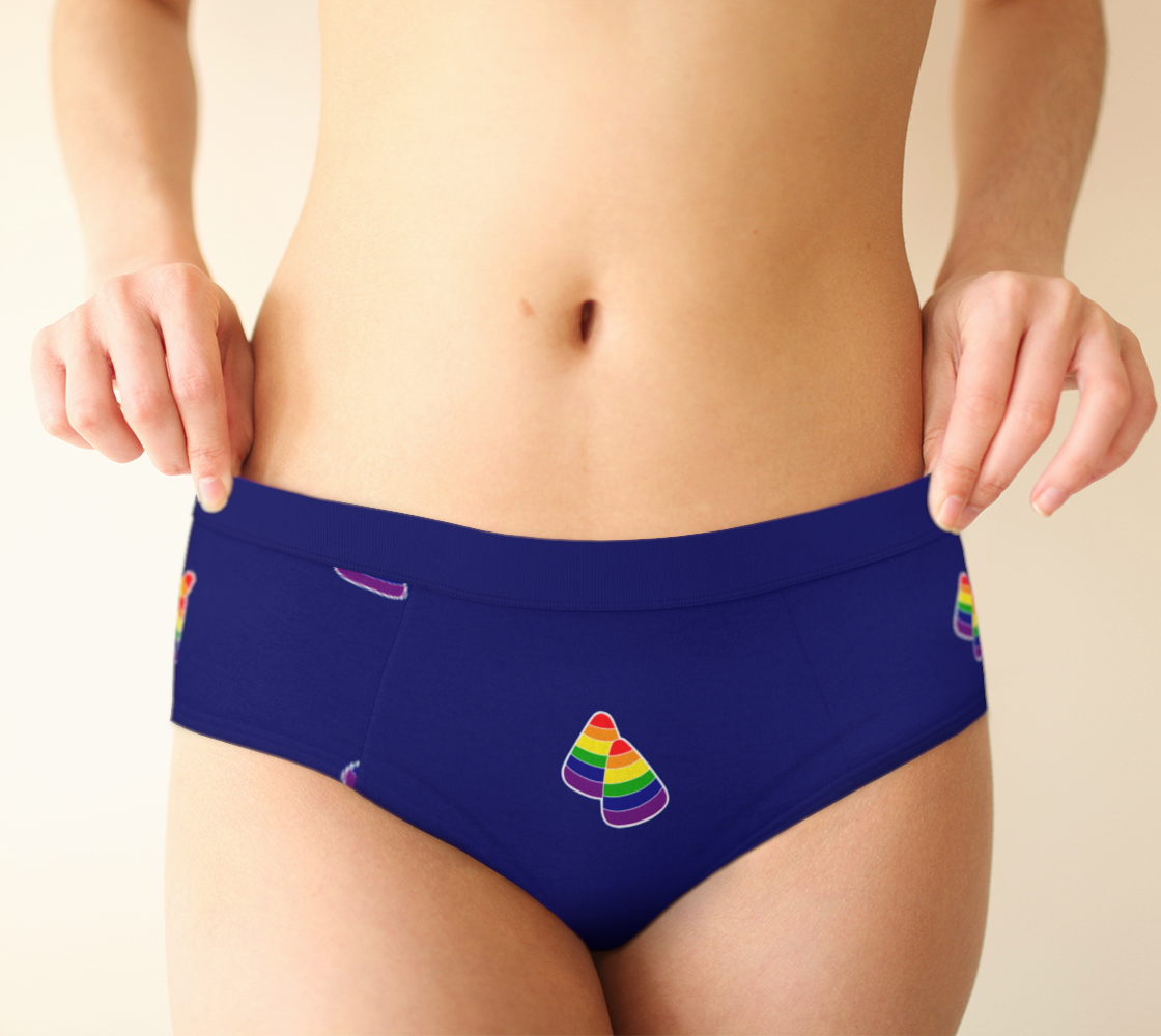 Rainbow and Blue Candy Corn  Cheeky Briefs