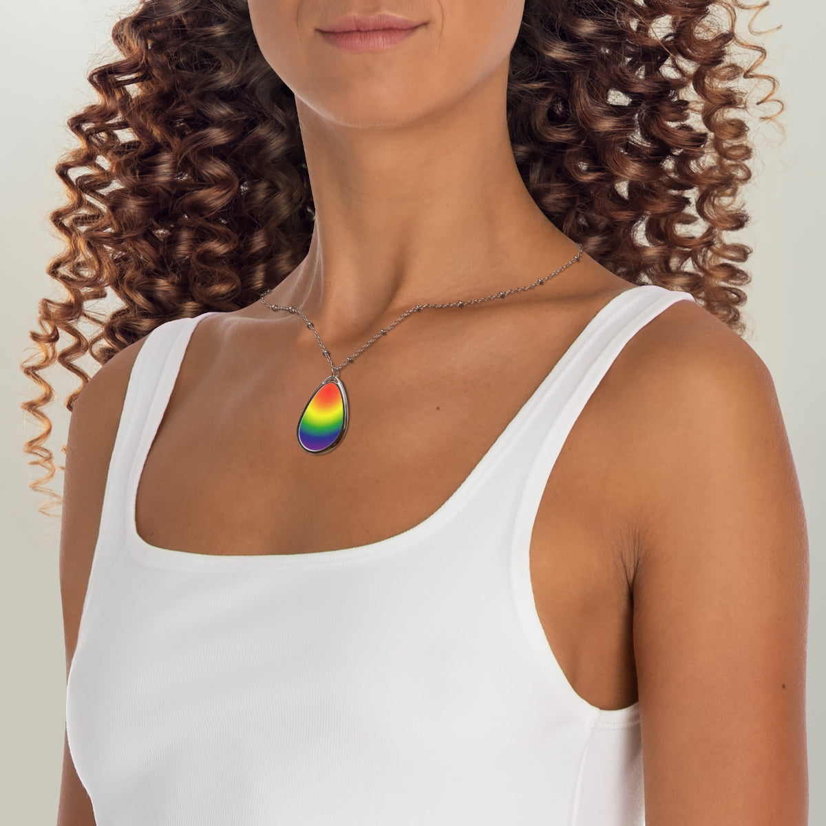 Rainbow Gradient or Faux Stone Oval Necklace | Choose Your Colourway