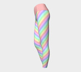 Leggings de yoga rayés arc-en-ciel pastel