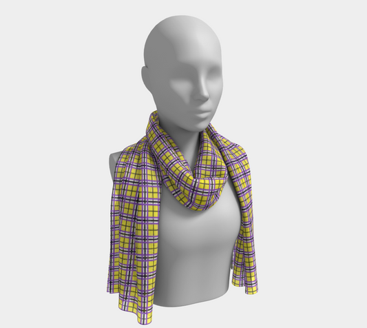 Nonbinary "Enbyberry" Plaid Long Scarf