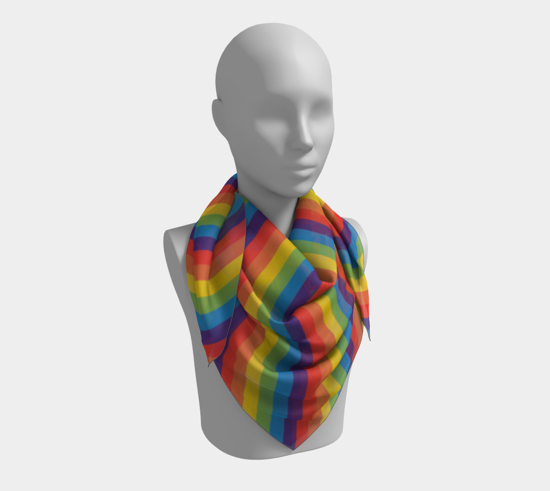 Muted Rainbow Striped Square Scarf