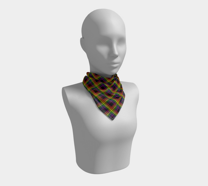 Rainbow and Black Plaid  Square Scarf