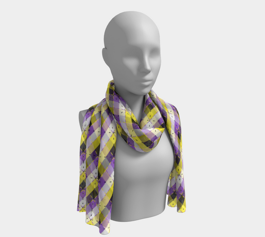 Nonbinary Bright Argyle Long Scarf