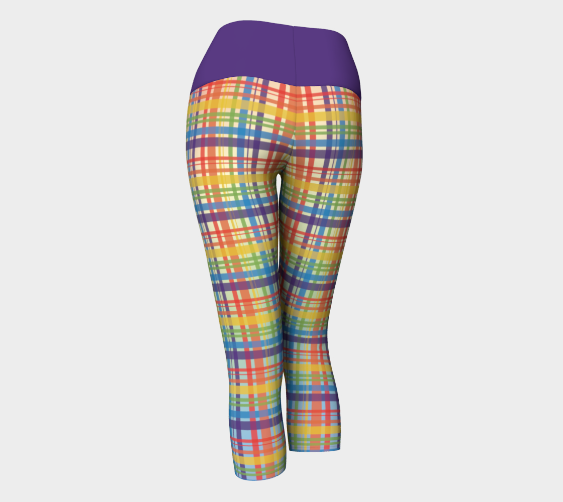 Muted Rainbow Plaid Gradient Yoga Capris