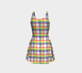 Rainbow and White Plaid Flare Dress