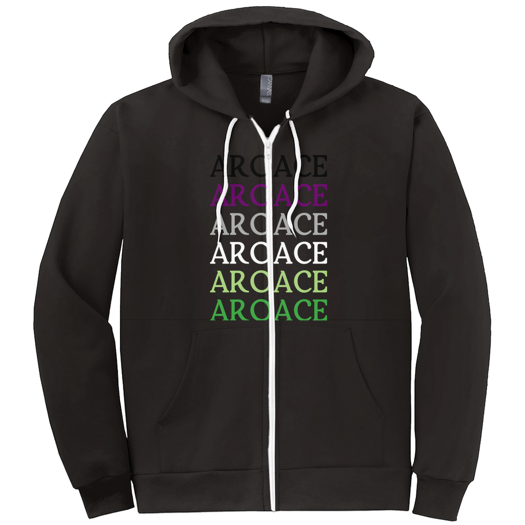 Funky Text Aroace - V6 Zip-Up Hoodies | Aro Ace Spectrum | Lgbtqia