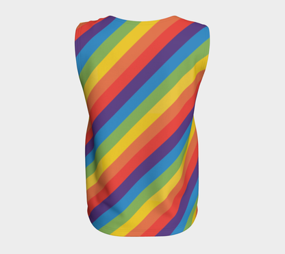 Muted Rainbow Striped Loose Tank (Long)