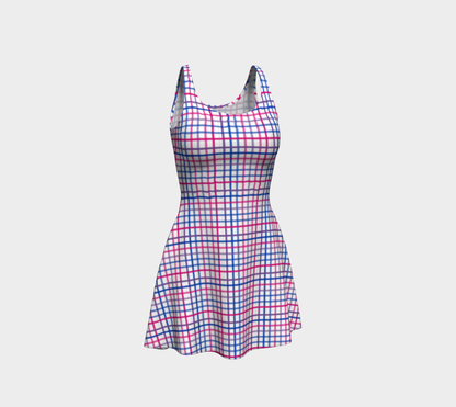 Bisexual Tattersol Plaid Flare Dress