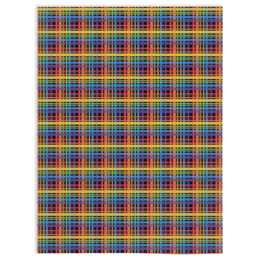Muted Rainbow and Black Plaid Pride Minky Blankets