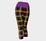 Capris de yoga à carreaux arc-en-ciel et noir