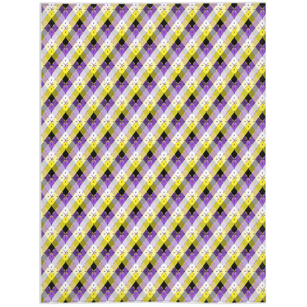 Nonbinary Bright Argyle Plaid Pride Minky Blankets