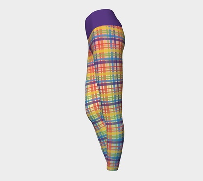 Muted Rainbow Plaid Gradient Leggings