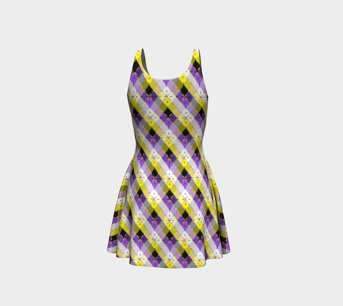 Nonbinary Bright Argyle Flare Dress