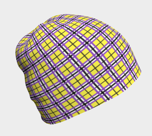 Nonbinary "Enbyberry" Plaid Beanie