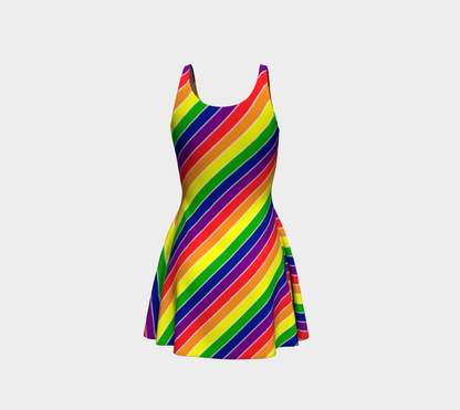 Rainbow Candycane Striped Flare Dress