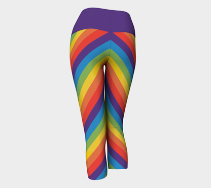 Muted Rainbow Striped Yoga Capris