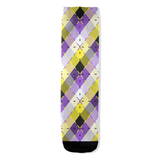 Nonbinary Bright Argyle Plaid All-Over Print Socks