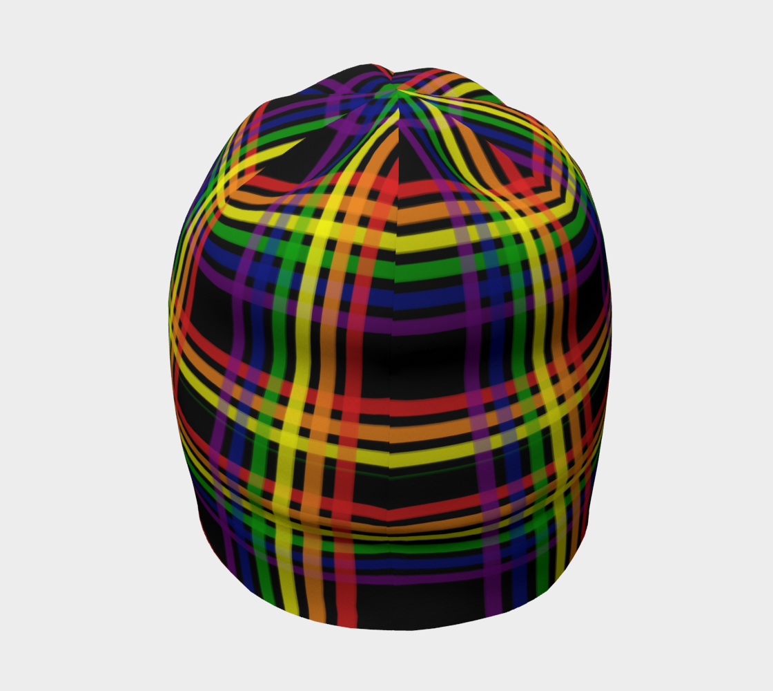 Rainbow and Black Plaid Beanie