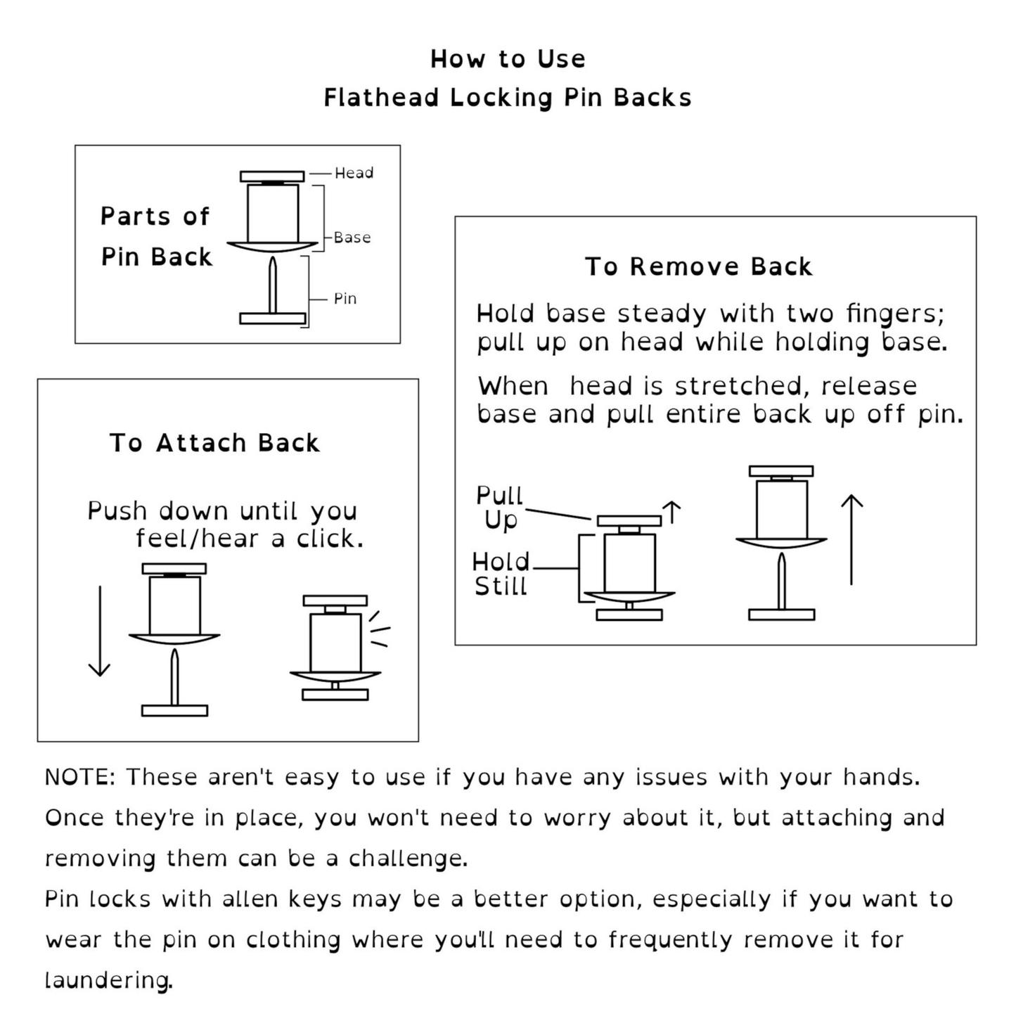 Locking pin back