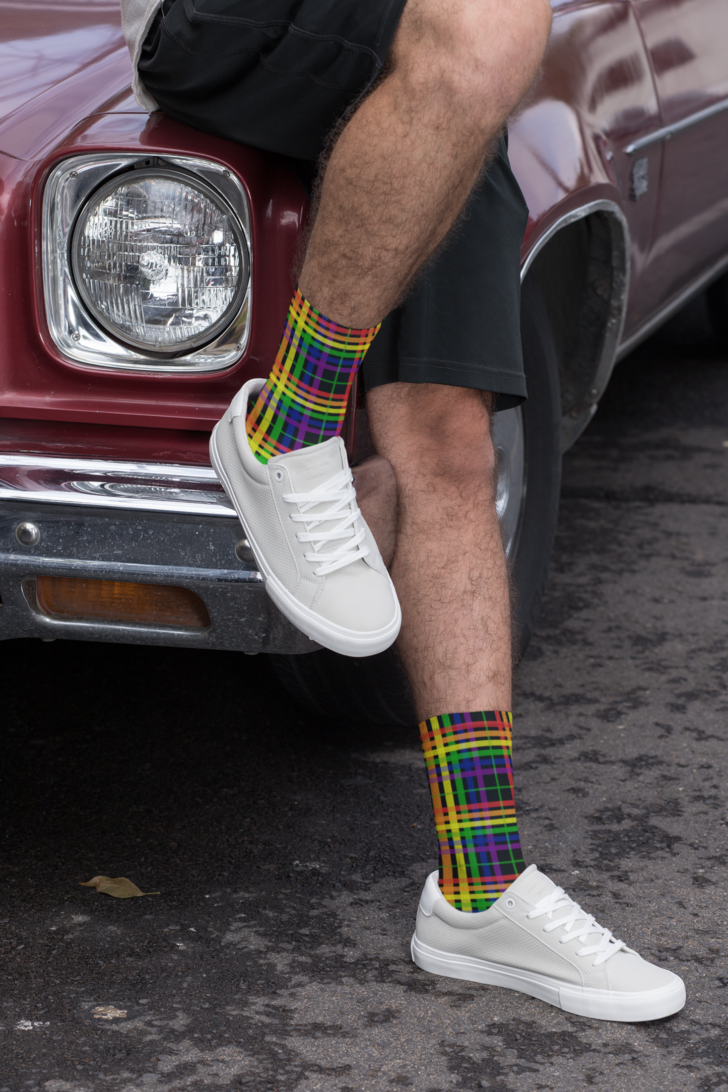 Calcetines con estampado integral de cuadros Rainbow Madras